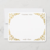 Carte De Remerciements Vintage Book Neutral + Gold Floral Wedding (Devant)