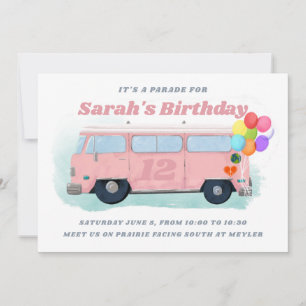 Carte De Remerciements Vintage Bus Retro les années 70 Anniversaire Parad