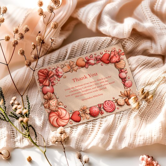 Carte De Remerciements Vintage Candy Hearts Valentine Party