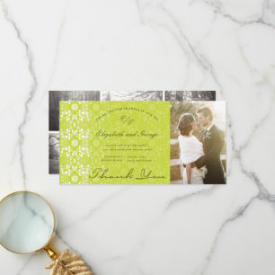 Carte De Remerciements Vintage Chic Damask Lace Lime Green Photo Mariage 