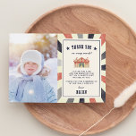 Carte De Remerciements Vintage Circus Photo Thank You Card<br><div class="desc">Thank your child's birthday party guests with this vintage style circus tent flat card. Design features a watercolor circus tent illustration with vintage playbill lettering and your custom pre-printed message alongside a favorite photo.</div>