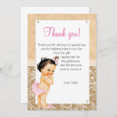 Carte de remerciements vintage de bébé (Devant / Derrière)