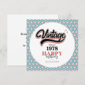 Carte De Remerciements Vintage depuis - 1978 (Devant / Derrière)