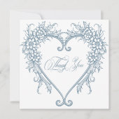 Carte De Remerciements Vintage Elegant Chinoiserie Blue Heart Mariage (Devant)