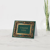 Carte De Remerciements Vintage Emerald Green Gold Mariage (Devant)