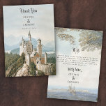 Carte De Remerciements Vintage Fairytale Castle Rustic Forest Mariage<br><div class="desc">Un beau château de conte de fées au milieu d'une forêt rustique. Un design mariage unique qui utilise des aquarelles vintages illustrant des décors de contes de fées. Un design mariage "une fois de temps" et "heureux toujours après" de style conte, idéal pour un thème prince et princesse mariage. L'élégante...</div>