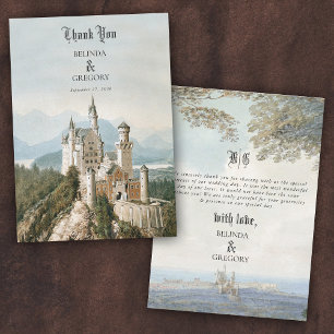 Carte De Remerciements Vintage Fairytale Castle Rustic Forest Mariage