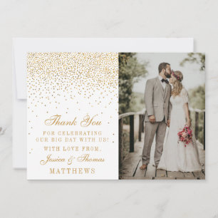 Carte De Remerciements Vintage Glam Gold Confetti Mariage Photo