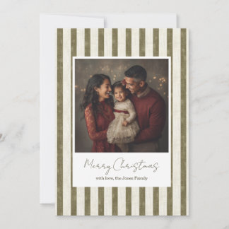 Carte De Remerciements Vintage Green Stripes Christmas Card - 1 photo
