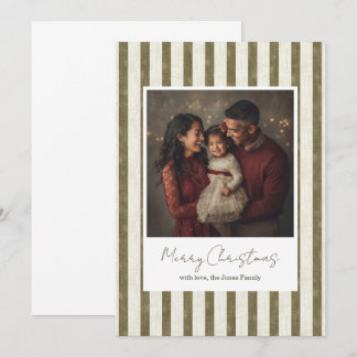 Carte De Remerciements Vintage Green Stripes Christmas Card - 1 photo
