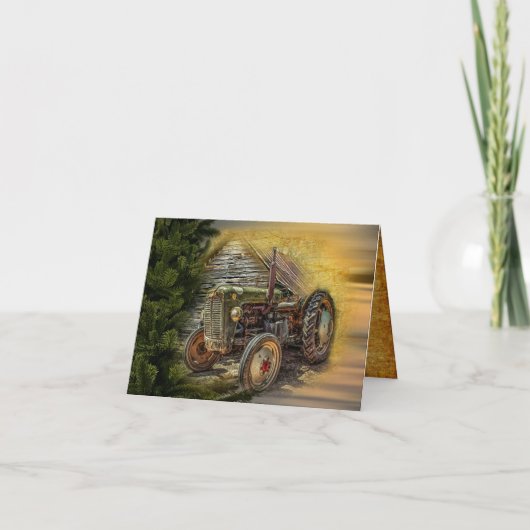 Carte De Remerciements Vintage Green Tractor Rustic (Devant)