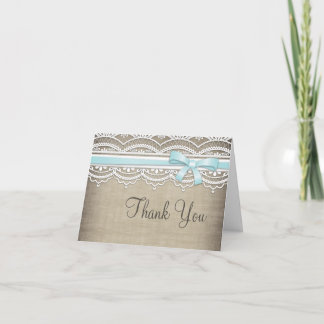 Carte De Remerciements Vintage Lace & Linen Rustic Custom