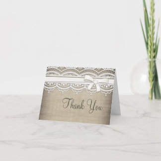 Carte De Remerciements Vintage Lace & Linen Rustic Custom