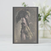 Carte De Remerciements Vintage Lady dans la neige (Debout devant)