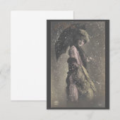 Carte De Remerciements Vintage Lady dans la neige (Devant / Derrière)