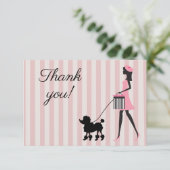 Carte De Remerciements Vintage Lady marche caniche noire (Debout devant)