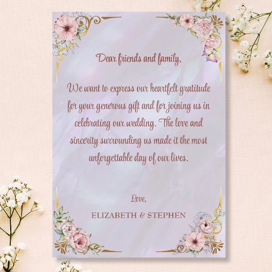 Carte de remerciements vintage Lavender Peony