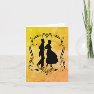 Carte De Remerciements Vintage Man Femme Party Silhouette Note Card