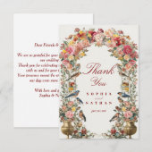Carte de remerciements vintage Mariage Floral (Devant / Derrière)