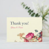Carte de remerciements vintage Mariage Floral (Debout devant)