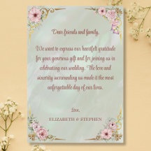 Carte de remerciements vintage Mint Peony