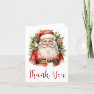 Carte De Remerciements Vintage Noël Père Noël Souriant