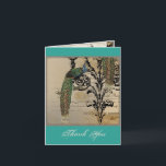 Carte De Remerciements Vintage Peacock 6 Notes de musique Candelabra Swir<br><div class="desc">PALETTE DE COULEUR : turquoise, bleu aqua, tan mocha & noir. DESIGN COLLECTION : Cet ensemble de faire-part de mariage moderne et sophistiqué a un charme vintage moderne et élégant. Créé avec une sélection d'éléments d'art Vintages qui ont été dessinés graphiquement dans un nouveau design d'Audrey Jeanne Roberts. L'ornement décoratif...</div>