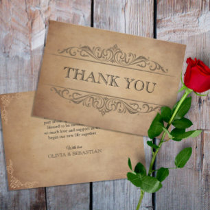 Carte De Remerciements Vintage Rustique vieux parchemin Mariage victorien