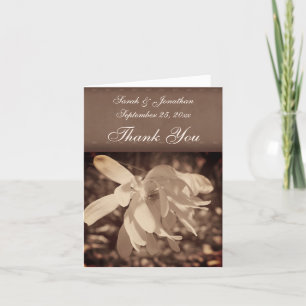 Carte De Remerciements Vintage Sepia Magnolia Mariage