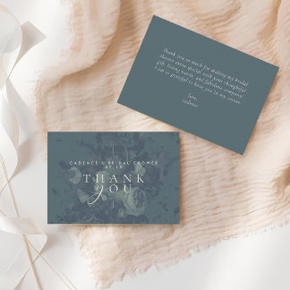 Carte De Remerciements Vintage Teal Elegant Rustic Floral Bridal Shower