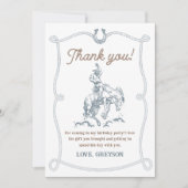 Carte De Remerciements Vintage Western Cowboy fête d'anniversaire (Devant)