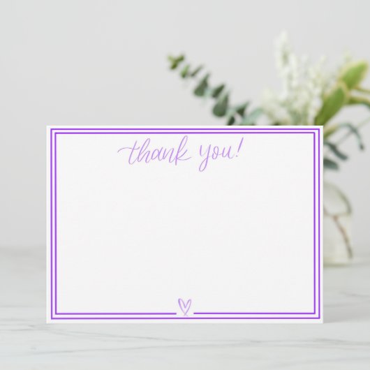 Carte de remerciements (violet clair) (Debout devant)