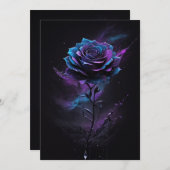 Carte De Remerciements Violet et bleu étoile noir Rose Splash Art (Devant / Derrière)