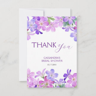 Carte De Remerciements Violet Géranium Floral Baby Shower de Mariage