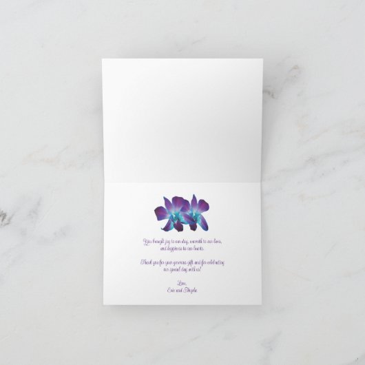 Carte De Remerciements Violet Turquoise Bleu Dendrobium Mariage orchidée (Intérieur)