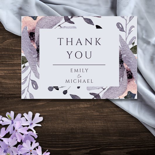 Carte De Remerciements Violet Violet Plum Mauve Floral Abstrait