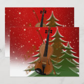 Carte De Remerciements Violon à Noël (Devant / Derrière)