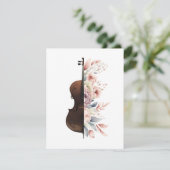 Carte De Remerciements Violon aux fleurs. (Debout devant)