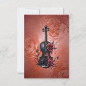 Carte De Remerciements Violon noir gothique aux roses rouges (Dos)