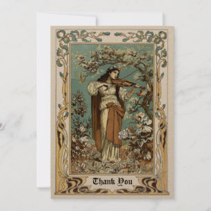 Carte De Remerciements Violon vintage Art Nouveau