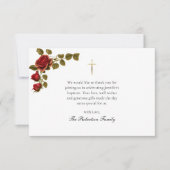 Carte De Remerciements Virgin and Child Red Roses Catholic Baptism (Devant)