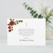 Carte De Remerciements Virgin and Child Red Roses Catholic Baptism (Debout devant)