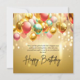 Carte De Remerciements Vœux d'anniversaire doré