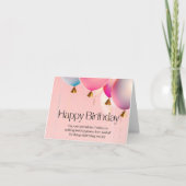 Carte De Remerciements Vœux d'anniversaire rose (Devant)