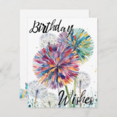 Carte De Remerciements Voeux d'anniversaire Whimsical - Dandelions coloré (Devant / Derrière)