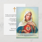 Carte De Remerciements Vœux de condoléances catholiques pour funérailles  (Devant / Derrière)