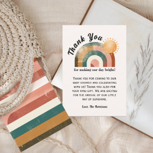 Carte De Remerciements Voici le Baby shower Rainbow Sun Bold