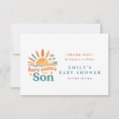 Carte De Remerciements Voici Le Fils Été Bébé Garçon Douche (Devant)