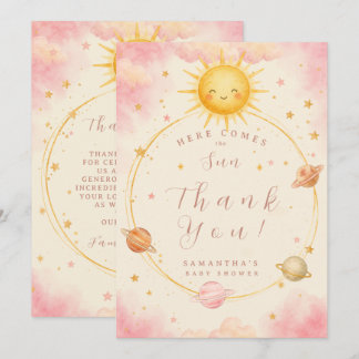 Carte De Remerciements Voici venir le soleil Baby Girl Shower