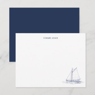 Carte De Remerciements Voilier bleu et blanc Yacht